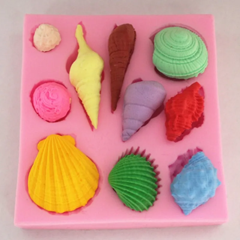

1pcs 10 Holes Lovely Romantic Seashell Sea Shell Silicone Soap Mold 3D Sugarcraft Chocolate Fondant Cake Mold Decorating Tools