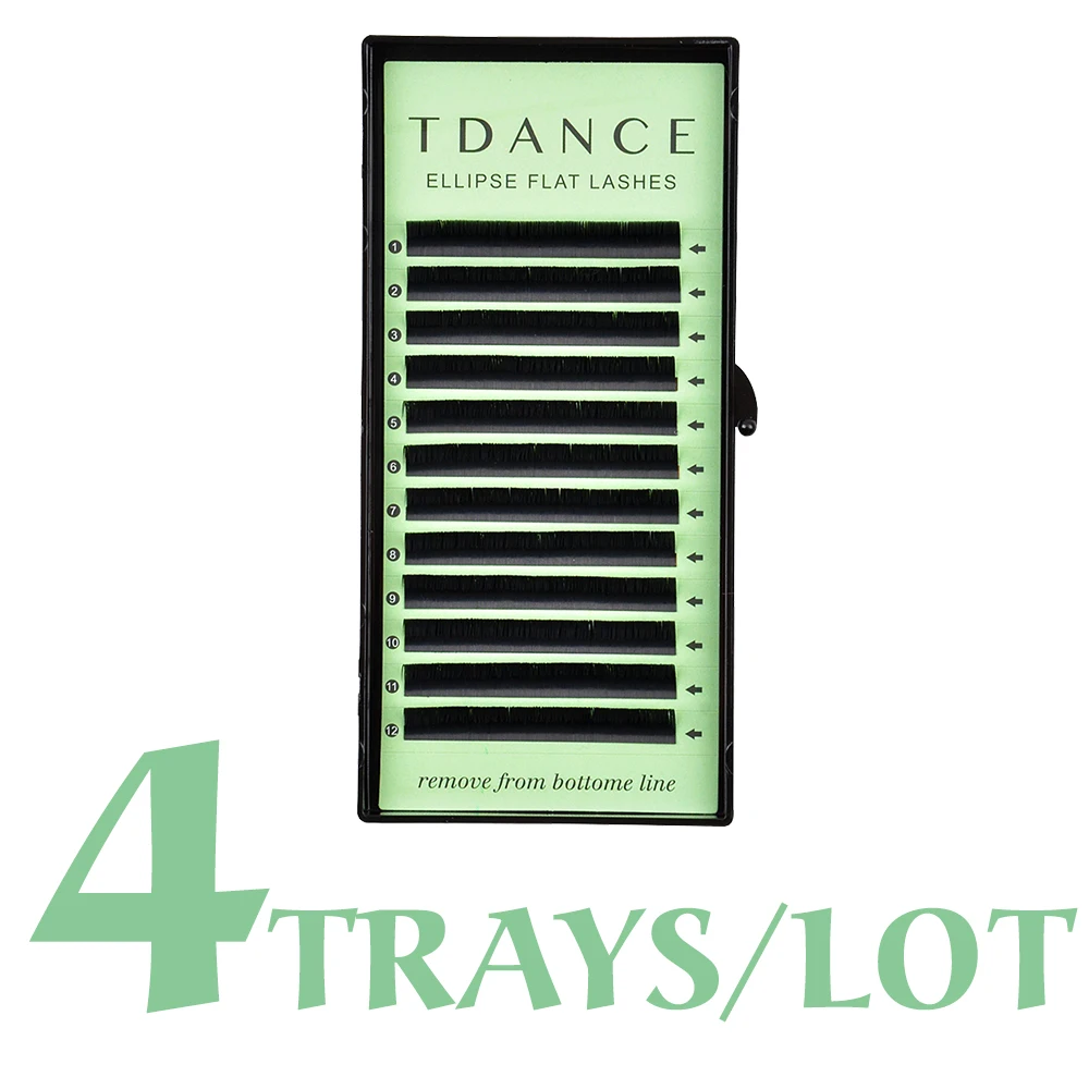 TDANCE 4 лотка в комплекте накладные ресницы виде плоского эллипса матовые форме