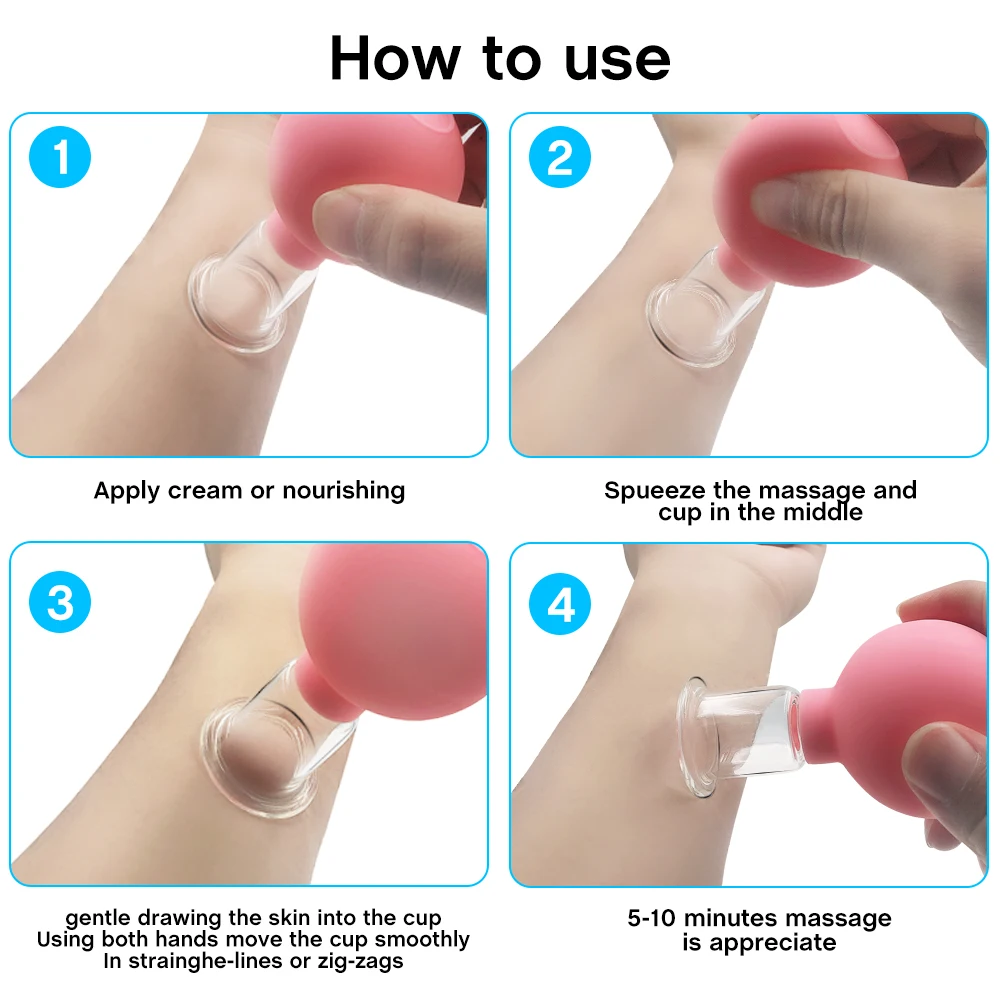 Банки вакуумные для массажа лица набор из 4 толстых банок тела антицеллюлитный