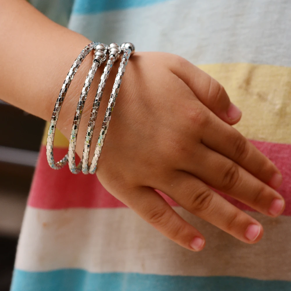 Wando серебристый цвет открыт Thread мозаичный браслет для маленькой девочки ребенка