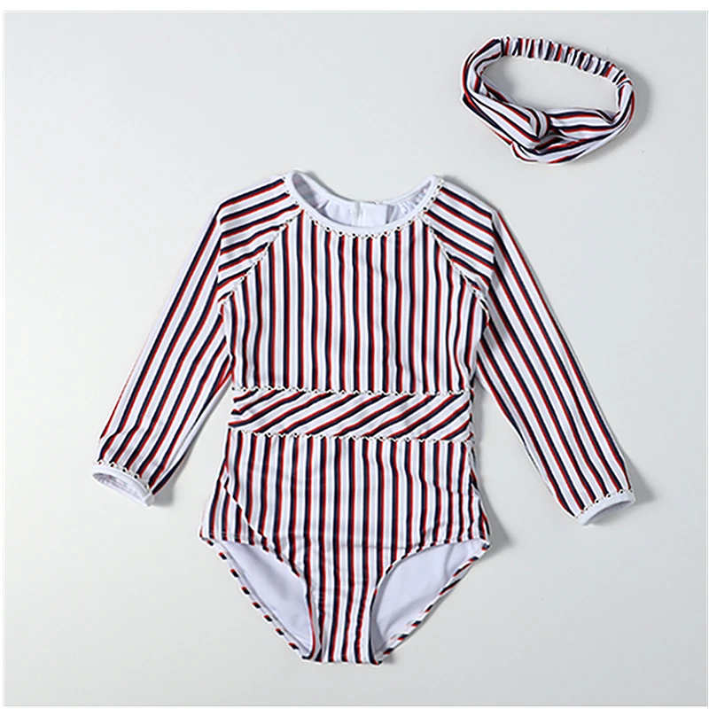 Детский купальник от 3 до 7 лет Цельный для девочек милый детский в полоску