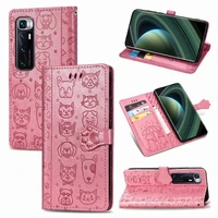 10pcs pu leather wallet flip phone cover cartoon dog cat patten tpu case for xiaomi redmi k40 note 4g note 10 lite ultra 10s pro