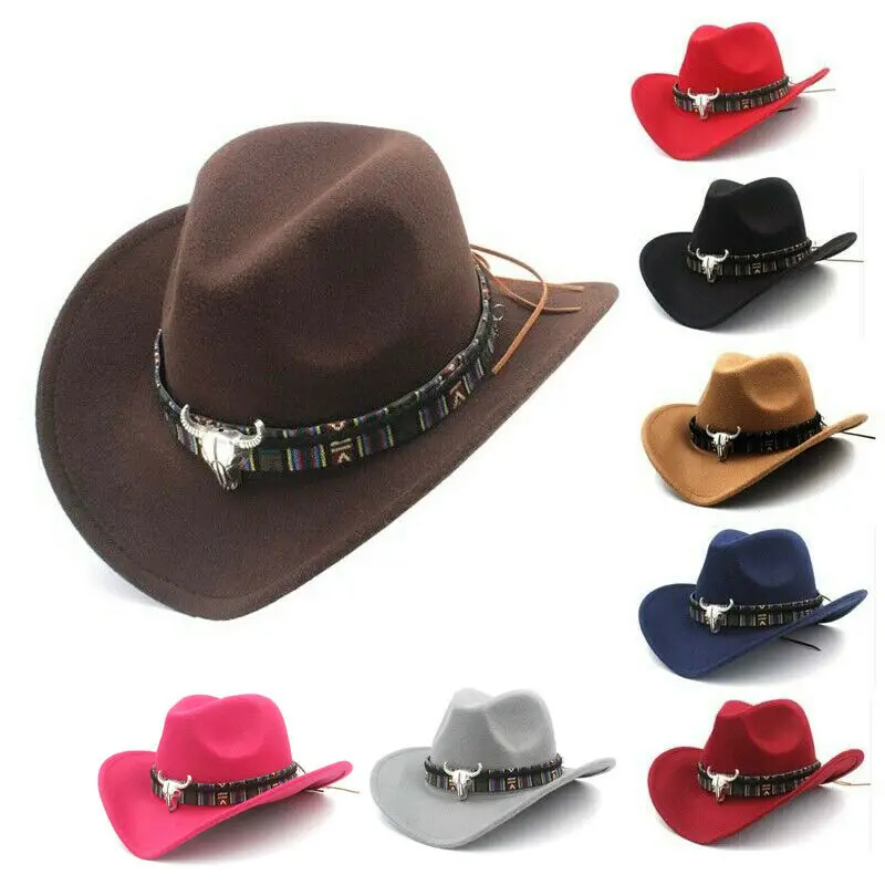 

New Cowboy Hat for Gentleman Jazz Cowgirl Hats Women Men Summer Outdoor Travel Beach Sun Hats Western Wide Brim Cap Sunshade Cap