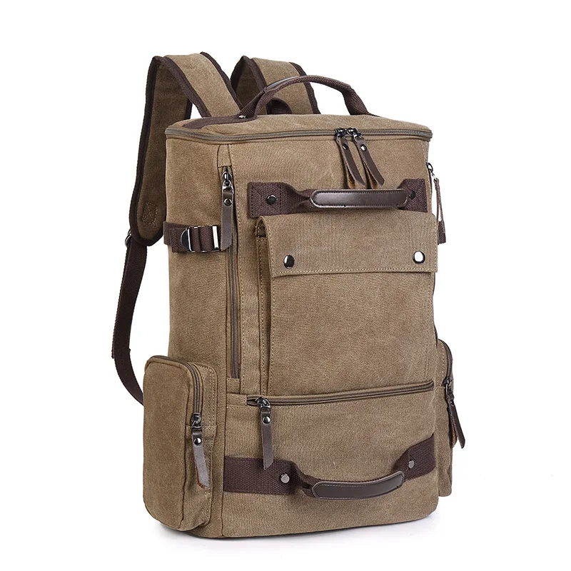

Vintage Canvas Laptop Backpack Rucksack Men Waterproof Large Capacity Travel Shoulder Bag Softback Outdoor Mochilas Para Hombre