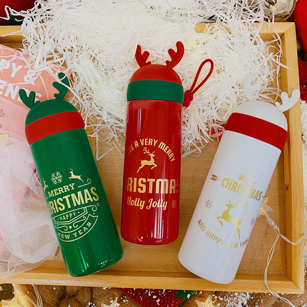 330 мл рождественская бутылка для воды нержавеющая сталь вакуумная фляжка кофе