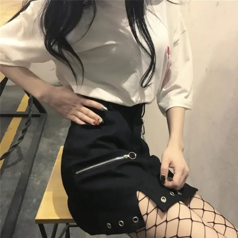 Летняя модная женская юбка Ulzzang в винтажном стиле крутая уличная одежда тонкая