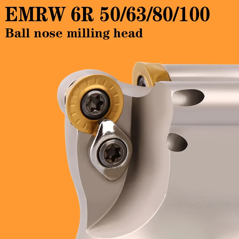

EMRW 6R 50-22-4T EMRW6R 63-22-4T 80-27-6T 100-32-6T Face Milling Cutter Head ball nose milling tools head Inserts RPMW1204MO