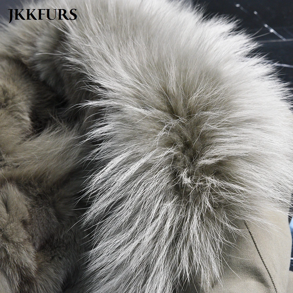 

2021 New Women's Luxury Real Fur Parka Genuine Fox Fur Lining With Natural Raccoon Fur Collar Lady's Thick Warm Fur Jacket S7625