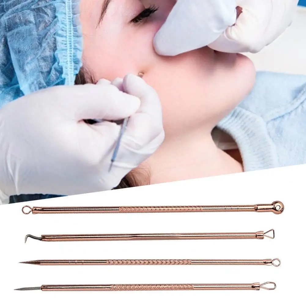 

4Pcs/Set Blackhead Remover Needle Double End Acne Extractor Metal Comedone Tool for Pimple