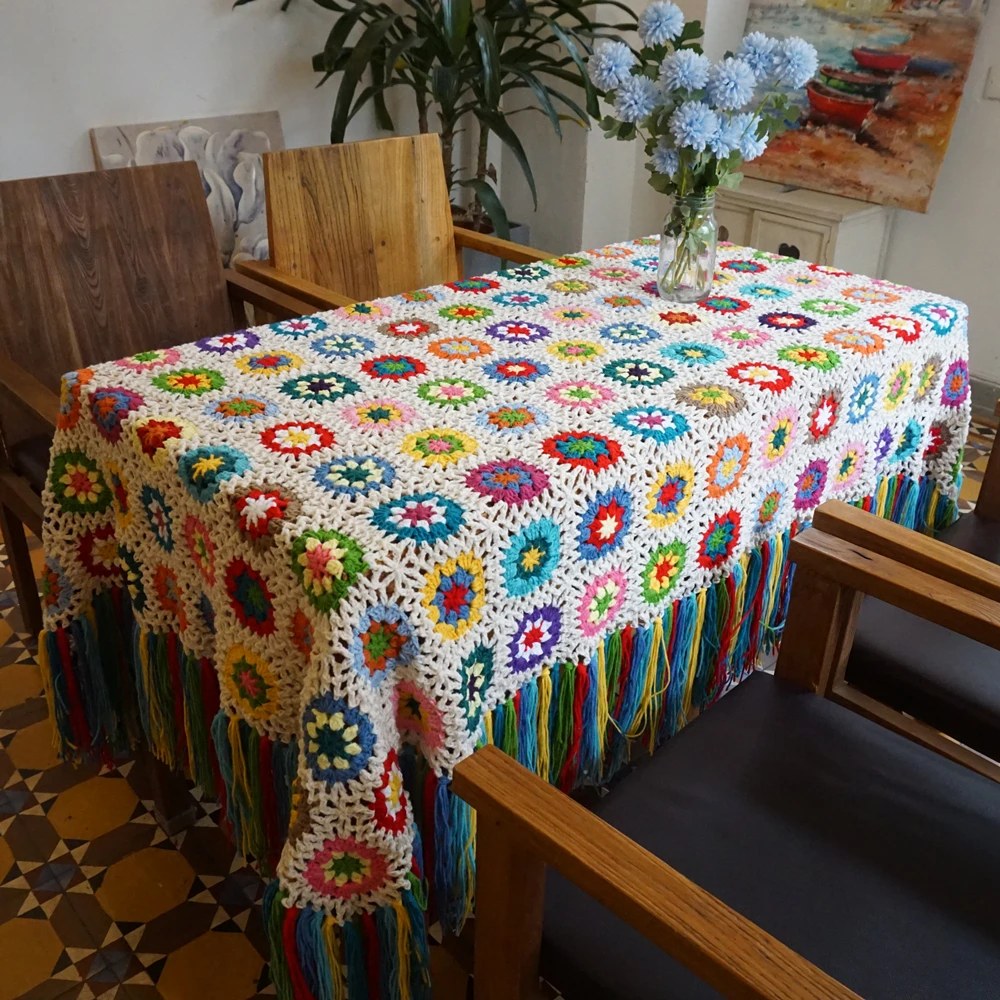 Афганское вязаное крючком одеяло ручной работы плетеное Ретро с кисточками