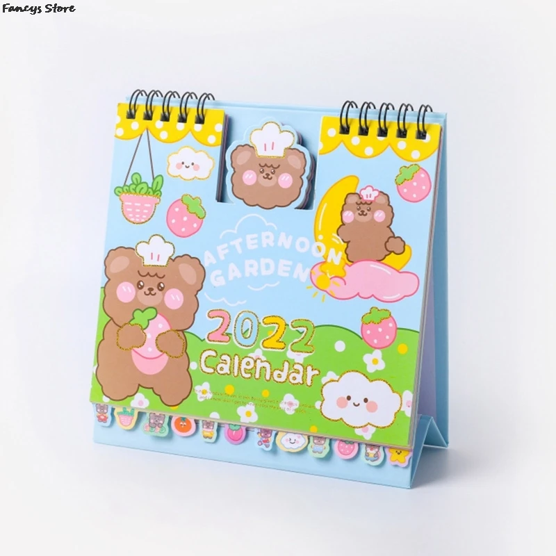 

Cute Bear 2022 Calendar Paper Creative Office Gift With Souvenir Calendar Pink Blue Bear Family Pendant Decoratio Happy New Year