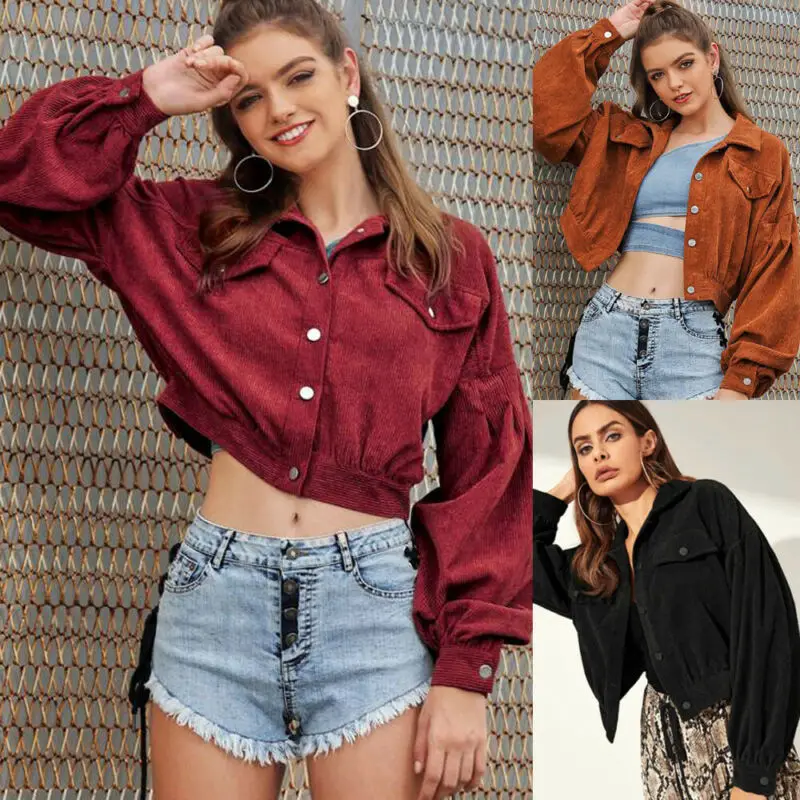 Женский короткий топ на пуговицах с длинным рукавом-фонариком | Женская одежда