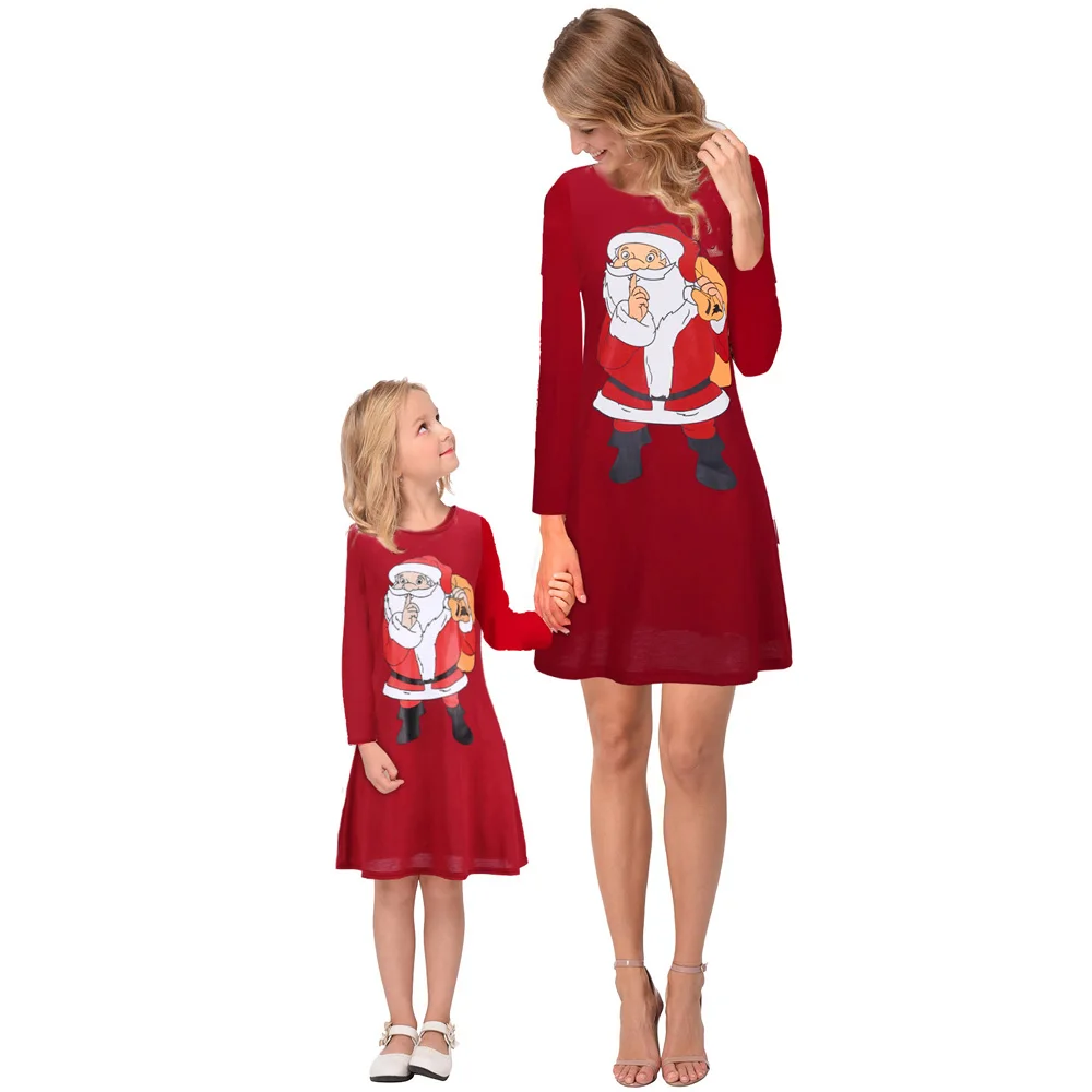 Oeak/Рождественские одинаковые наряды для всей семьи хлопковое платье средней