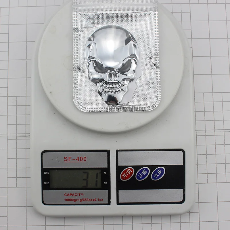 

1 Pcs 3D Metal Skull Sticker Skeleton Car Motorcycle Stickers Emblem Badge Decal 8CM*5.2CM
