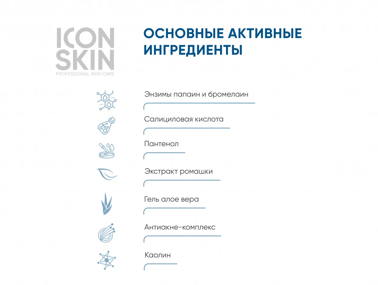 ICON SKIN Пенка-эмульсия очищающая для умывания с энзимами. Для смешанной жирной и