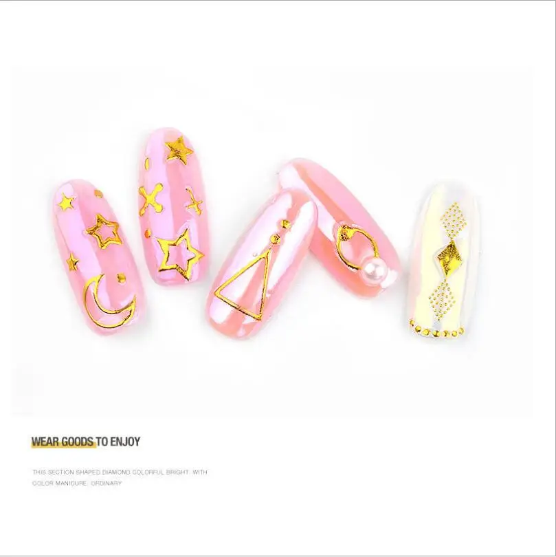 

1pc/set New Arrivals 3D Nail Decal and Stickers Art Manicure Black Metal Gummed Beauty Rivet Gold Hollow Stickers T1607