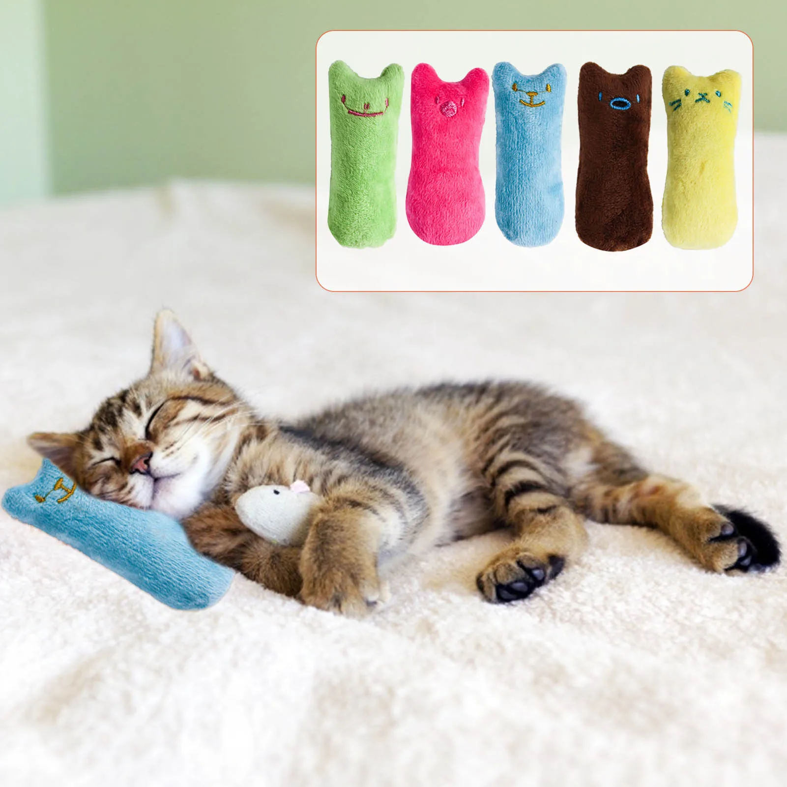 

cartoon Finger cot Bite resistant Plush Toy little thumb toy Interactive Teeth Grinding With Catnip/sound paper Cat Chew Toy
