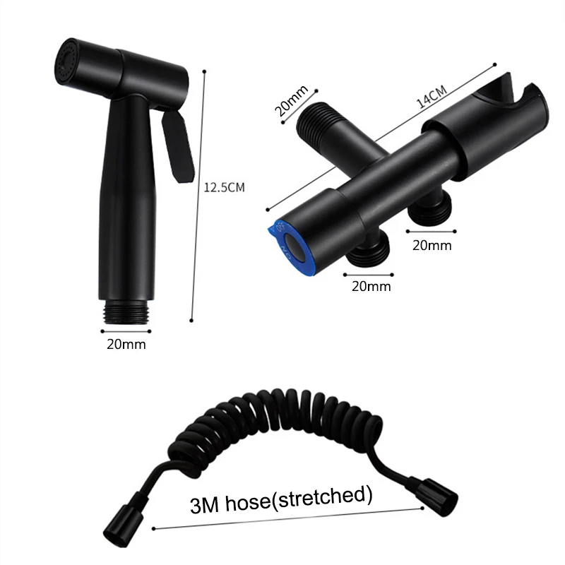 Комплект для биде из нержавеющей стали Женский черный ручной распылитель