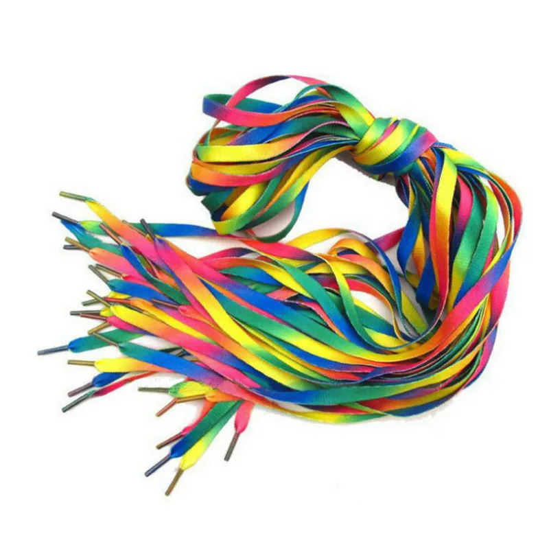 Wholesale!100cm/39.5inch Rainbow Shoelaces Flat Colorful Shoestrings for Casual Shoes