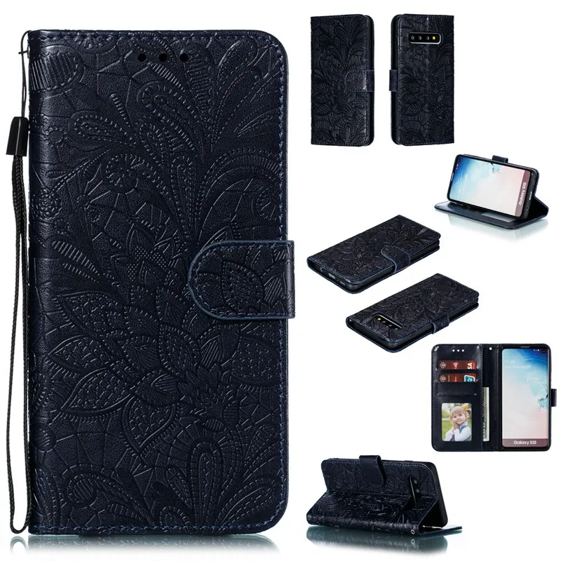 

Book Style Flip Leather Phone Case For Samsung Galaxy A21S A10 A20 A30 A30S A40 A50 A70 A51 A71 Case Lace Floral Wallet Cover