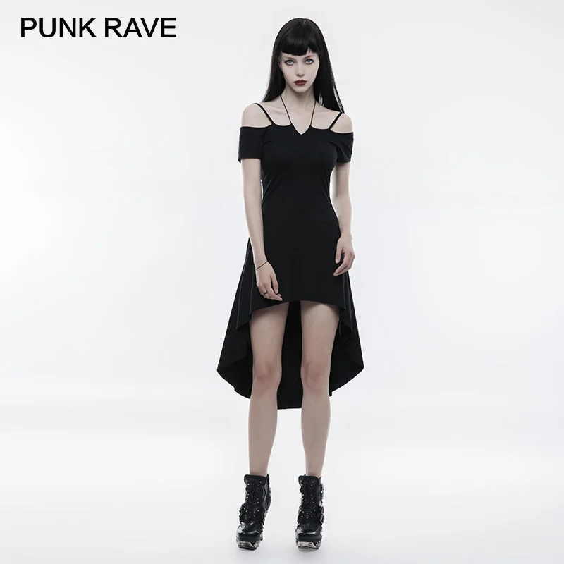 Женское платье в стиле панк готическое без бретелек с веревкой ожерелье