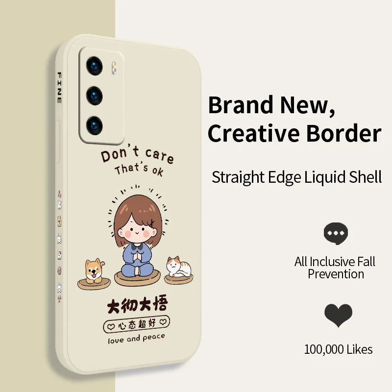 

Rectangle Cute Pattern Phone Case For Huawei P40 P40pro P40ProPlus P30 P20 Pro Mate 40 40Pro 40ProPlus 30 20 Silicone Cover