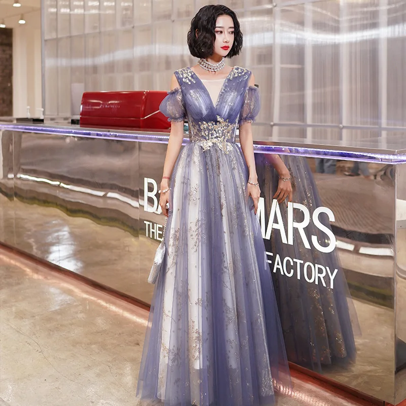 

Sexy Back Banding Applique Evening Dress Sequins Evening Dresses Women Robe De Soiree Bride A-line Formal Gowns Cheongsam