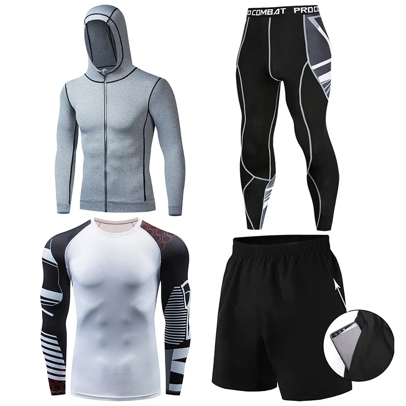 

New Men's Thermal Underwear Sets Compression Sport Suit Sweat Quick Drying Thermo Underwear Men Running clothes Sets