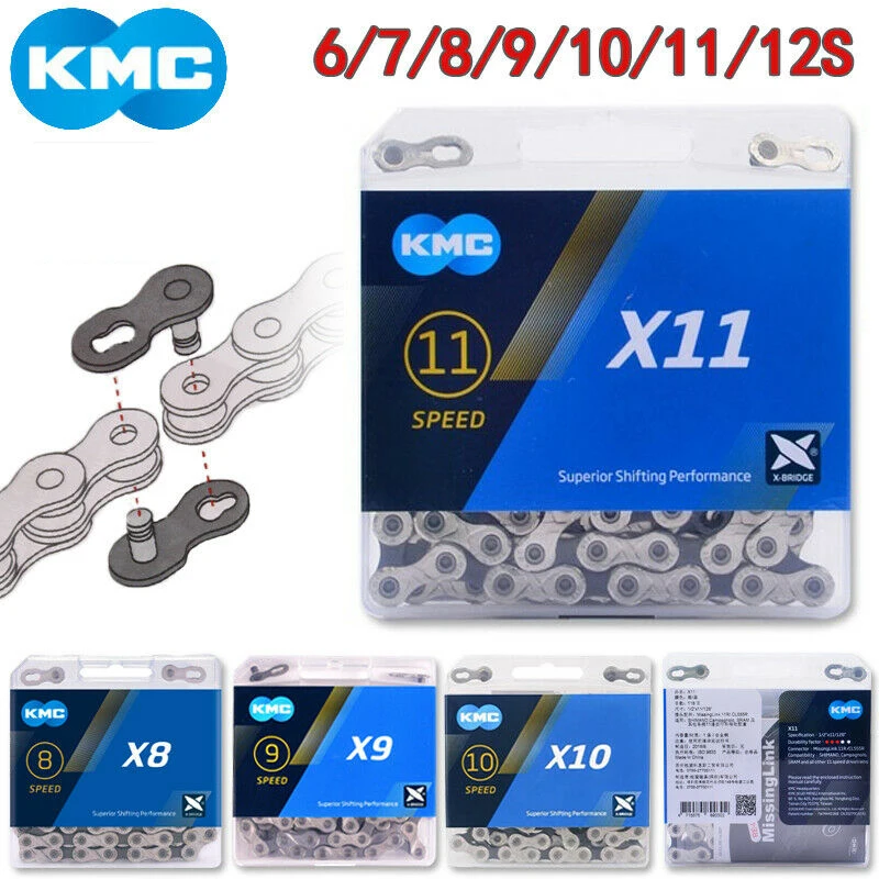 Велосипедная цепь KMC X11 X10 X9 X8 велосипедная 116/118 звеньев для горного велосипеда