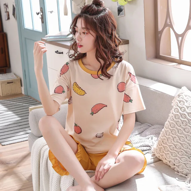 Пижамный комплект может быть на улице Пижама для женщин милый мультяшный