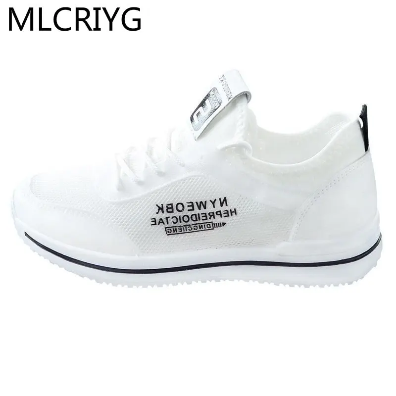 

2021 Spring Women Vulcanized Shoes Lace Up Round Head Light Breathable Women Casual Shoes Low-heeled Fashion White Sneakers
