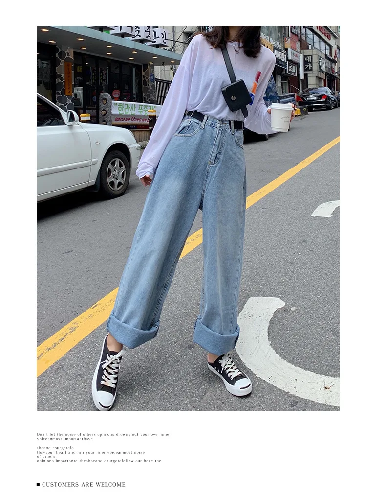 

Woman Jeans High Waist Clothes Wide Leg Denim Clothing Blue Streetwear Vintage Quality 2021 Fashion Harajuku Straight Pants