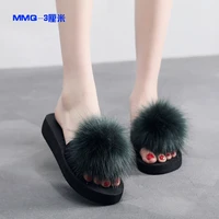sexy casual women faux fur slippers flat shoes furry fluffy slippers outdoor indoor home female flip flops slides mtx71
