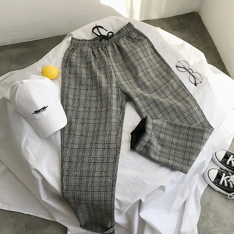 

LEGIBLE Harajuku Plaid Pants For Women Trousers 2020 Streetwear Woman Harem Pants Autumn Ladies Causal Pants Plus Size 5XL