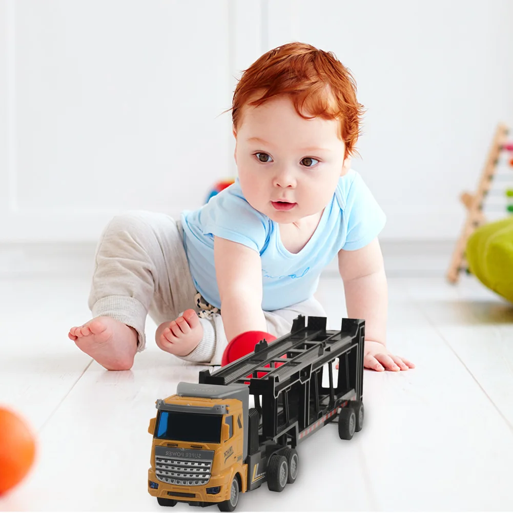 

2.4G 4WD Kids Remote Control Trailer Car Toys Double-Layer Rechargeable RC Tractor Cars Electric Model Toy for Children Birthday