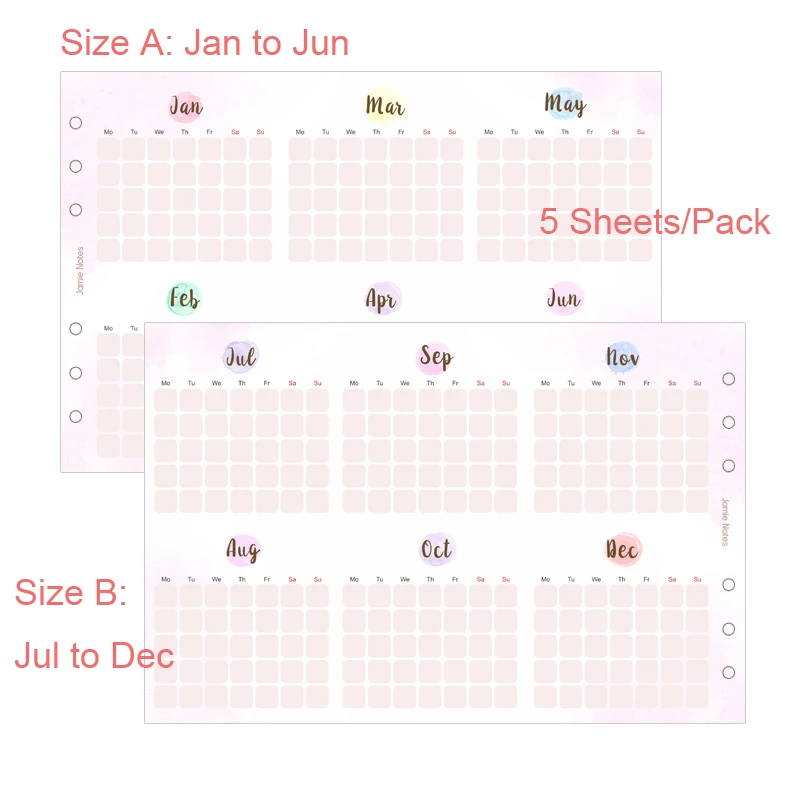 Monthly Plan Jamie Notes розовый милый переплет записная книжка наполнитель бумаги для спирального планировщика годовая ежемесячная программа девчачьи школьные канцелярские принадлежности - Цвет: Monthly Plan