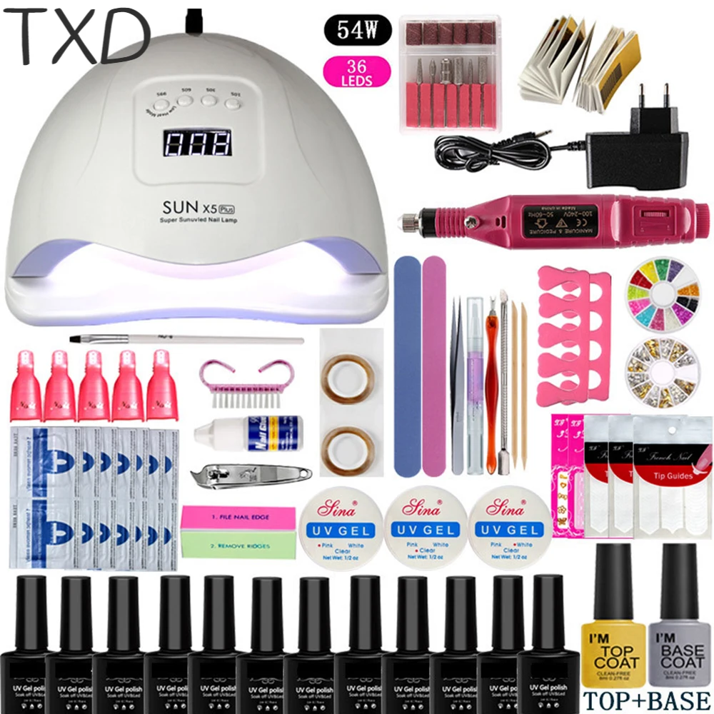 

TXD Nail Art Kit UV LED Light Dryer with Nail Polish Polishing Kit Electric Nail Drill Nail Tool with Nail Remover Manicure Tool