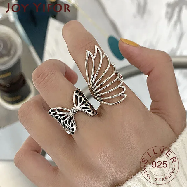925 Sterling Silver Party Rings New Fashion Creative Hollow Butterfly Wings Wedding Bride Jewelry Gifts for Women