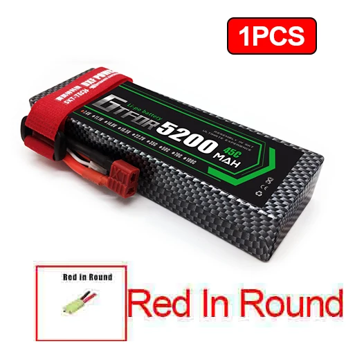 2 шт 7,4 V 5200 45c 7000mAh 60C GTFDR LiPo аккумулятор 2S HardCase для 1/8 1/10 RC модель автомобиля TRX Slash Emaxx - Цвет: 1PCS5200mahRED