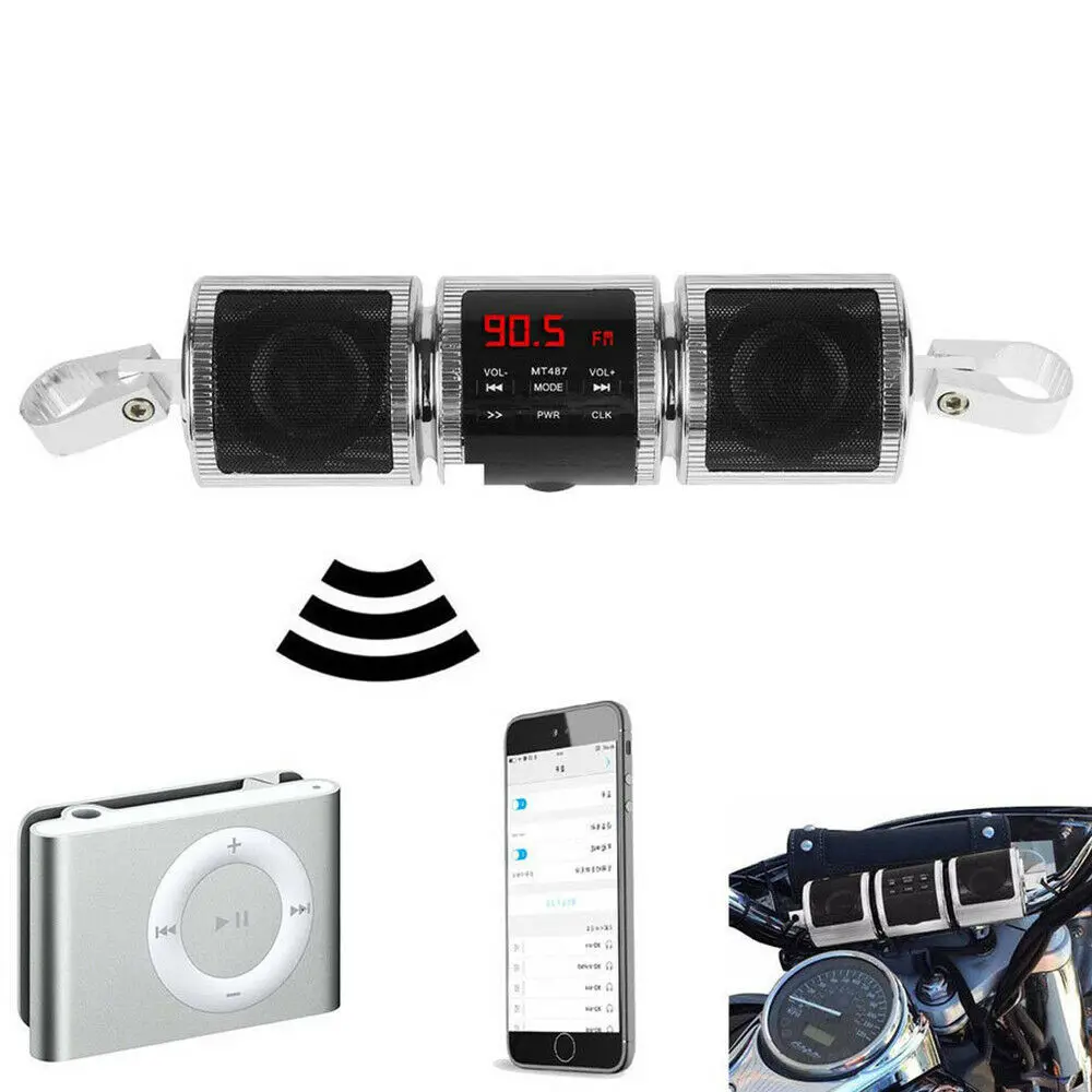 New Waterproof Bluetooth Motorcycle Stereo Speakers Portable Adjustable LED Screen Audio Amplifier FM Radio MP3 Music Player
