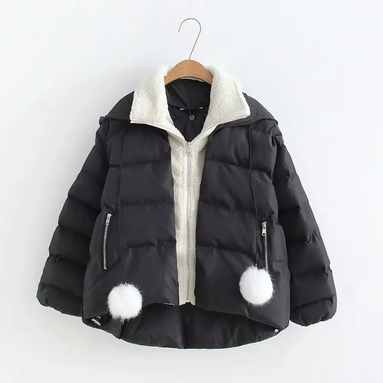 

Winter Jacket Women Fur Collar Parkas Slim Zipper Parkas Hat Belt Hoodie Thicken Winter Coat Outwear Female Snow Coat Hairball