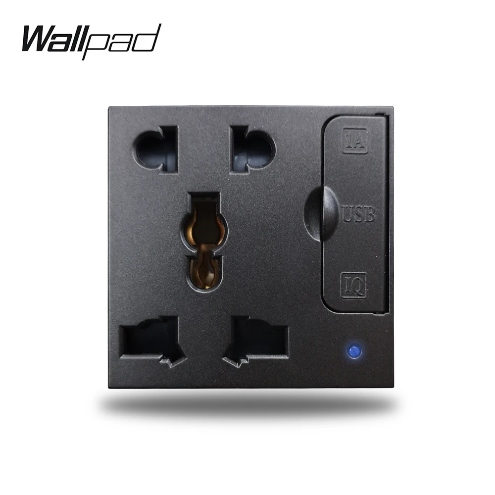 

Wallpad S6 Black White 5 Pin Universal Wall Electric Socket With Double 3.1A USB Charging Ports Modular DIY Free Combination
