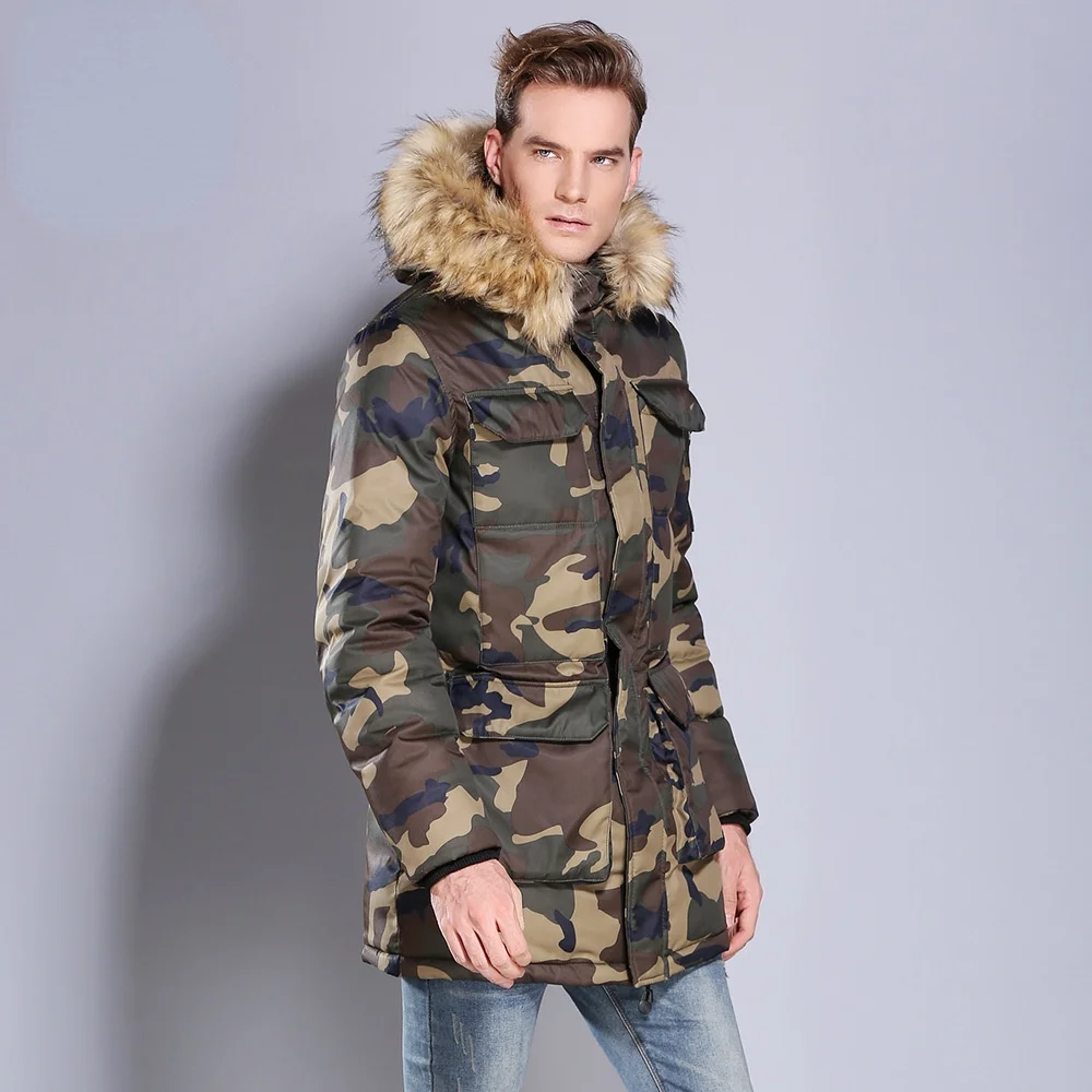 

2021 New Winter Spring Thick Jackets with Breast Arm Pocket Hood with Fur Coats Male Outerwear Men Parkas Plus Size 3XL
