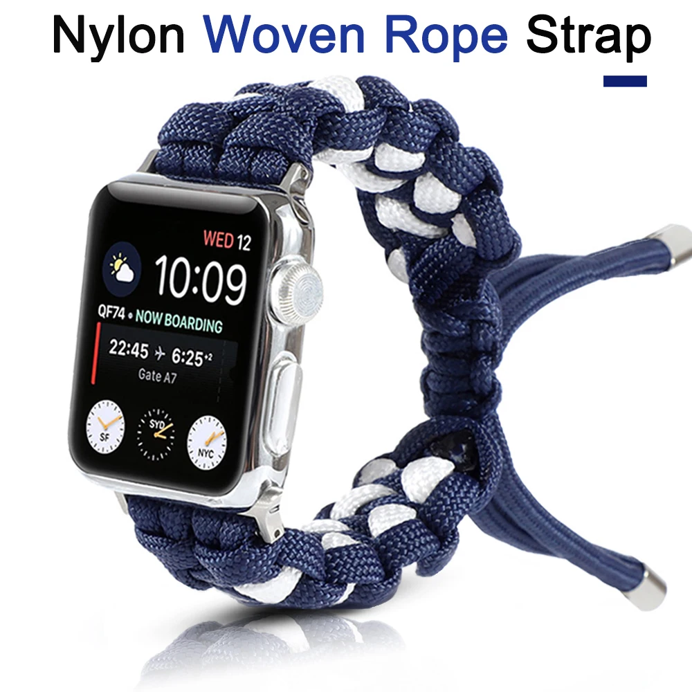 Двухцветный нейлоновый Плетеный ремешок для Apple Watch 6 Band Series SE/5/4/3/2 44 мм 40 42 38