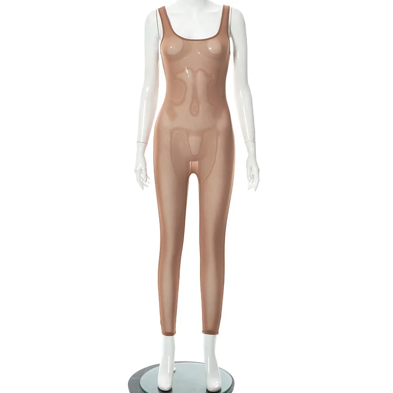 Сексуальный однотонный прозрачный сетчатый комбинезон женские спортивные