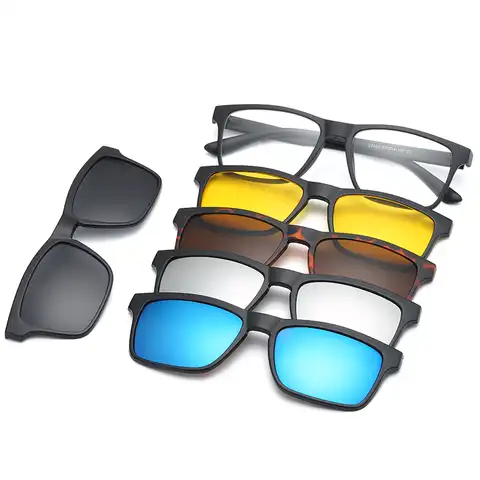 Поляризационные солнцезащитные очки 6 в 1, унисекс, с магнитной зажимом