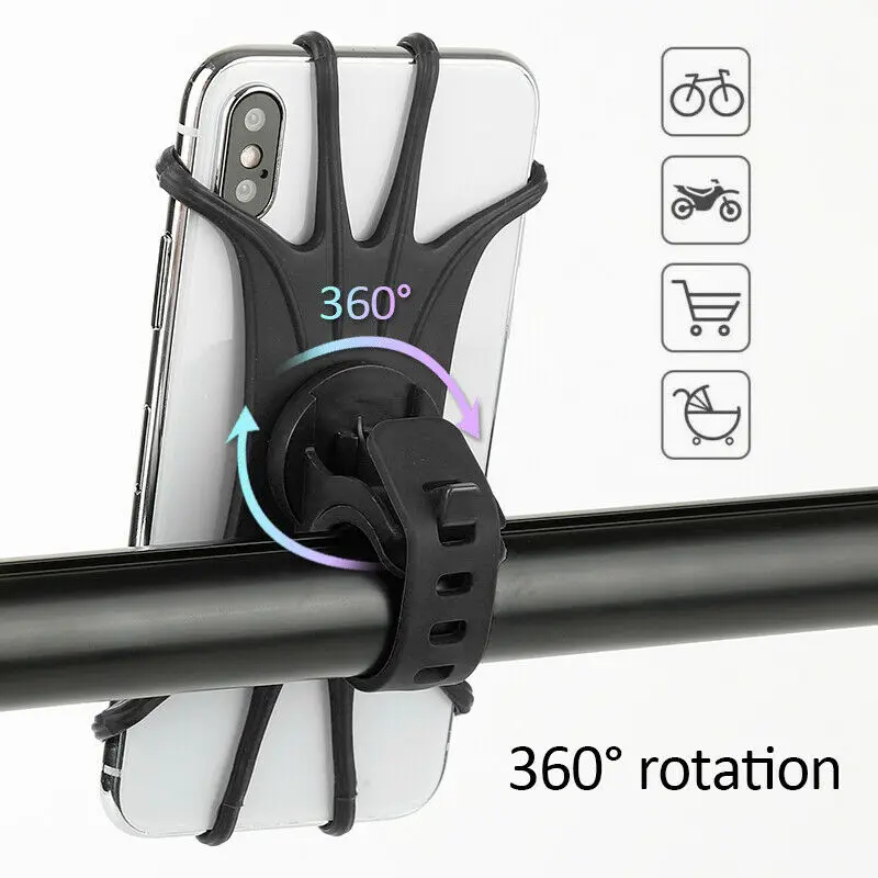 hoe 360° Rotation Universal Bicycle Pram Trolley Handlebar Silicone Bike Mobile Phone GPS Mount Holder quick mount | Мобильные