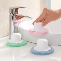 1pc scouring pad with handle cleaning kitchen bathroom tool brush pot bathtub stove household floor tile dish washing
