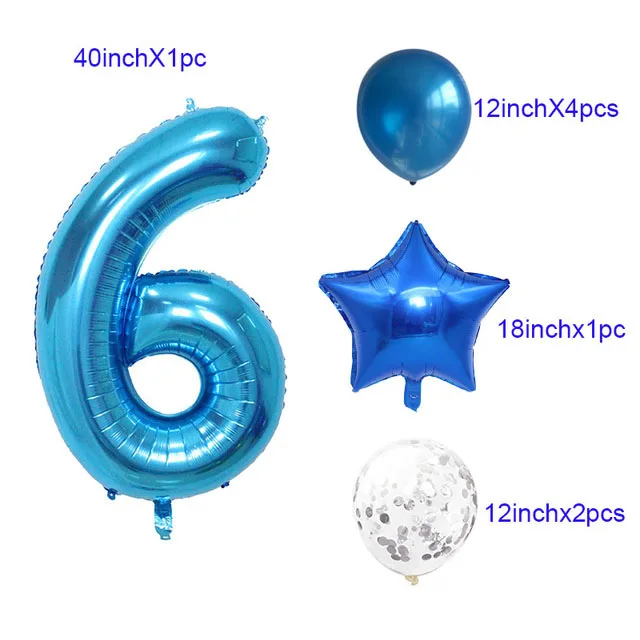 Same as picture Воздушный шар на 1 день рождения, 1 год, с цифрами, на 1, 2, 3, 4, 5, 6, 7 лет, украшение на день рождения, для маленьких мальчиков и девочек - Цвет: Same as picture