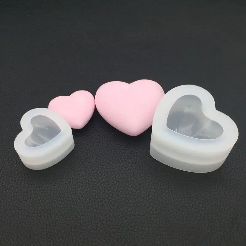 

2021 New Silicone Mold Mirror Heart Shape 3D Smooth Crafts DIY Jewelry Making Handmade Cake Fondant Epoxy Resin Molds Decoration